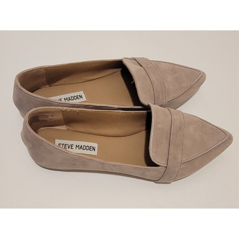 Steve Madden Jainna Women's Beige Suede Slip On Pointed Toe Loafer Size 7M